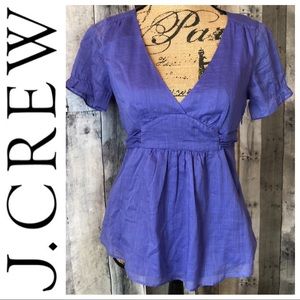 J Crew Purple Babydoll Tieback Short Sleeve Shirt
